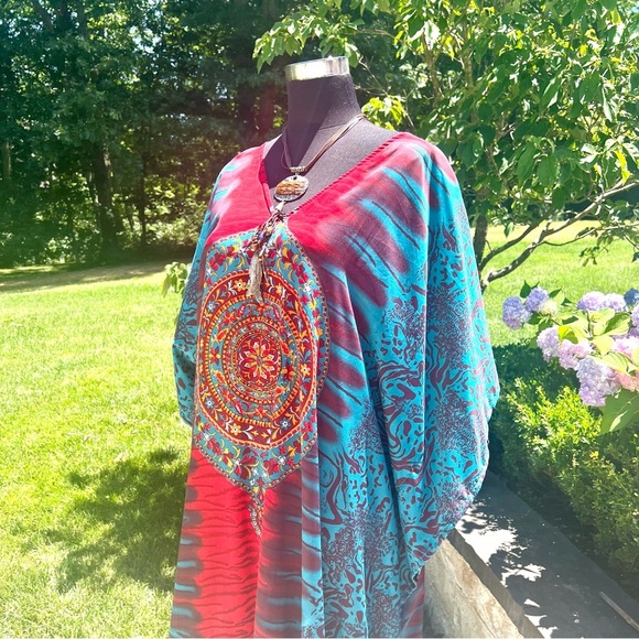 NWT Sante classics kaftan boho hippie cover up one size Moo Moo - Picture 4 of 8